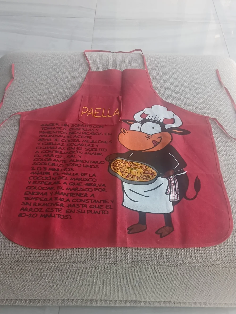 Red Cartoon Cow Paella Apron - Unbranded